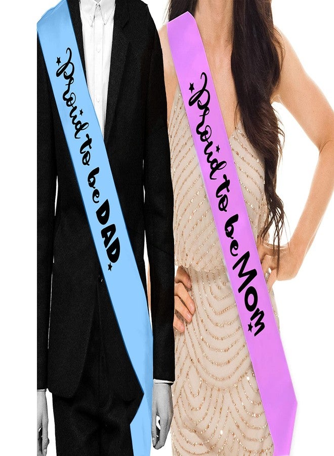 Hubops Proud to be mom and Proud to be dad Sash & dad and mom to be sash for Party Decoration Combo Pack (Blue n Pink Proud to be mom n dad) - Image 1